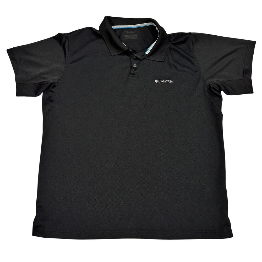 Columbia Micro Pique Polo Men XL Black Polyester Moisture Wicking